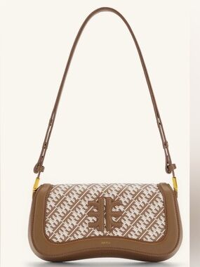 Monogram Shoulder Bag in Taupe and Cream